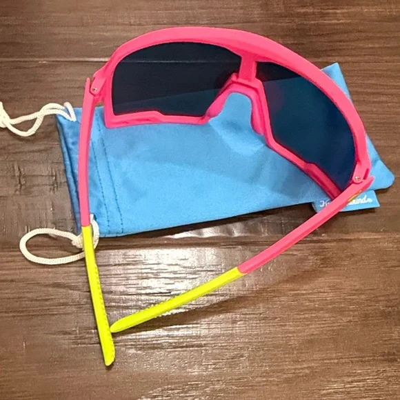 Knockaround Sunglasses Campeones Polarized Pink Orange Red Lenses - Picture 6 of 8